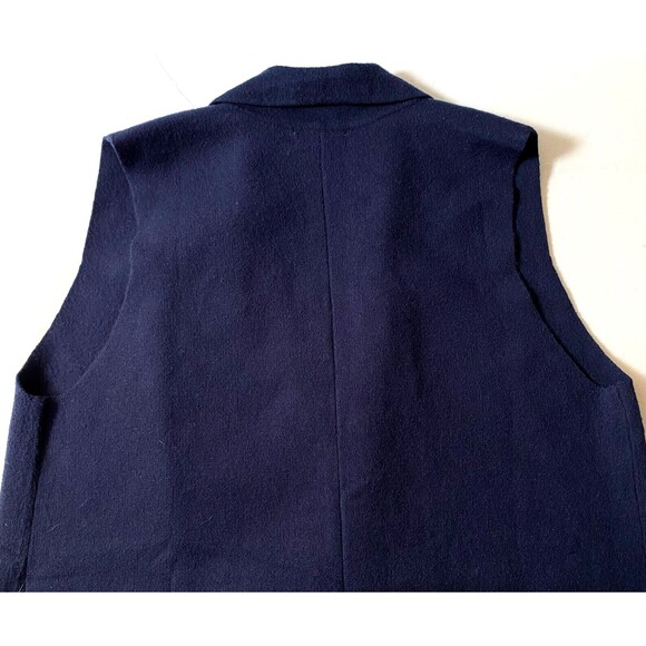Charter Club Sleeveless Duster Womens M Navy Blue Wool-Effect Open Front NWOT - Picture 4 of 13